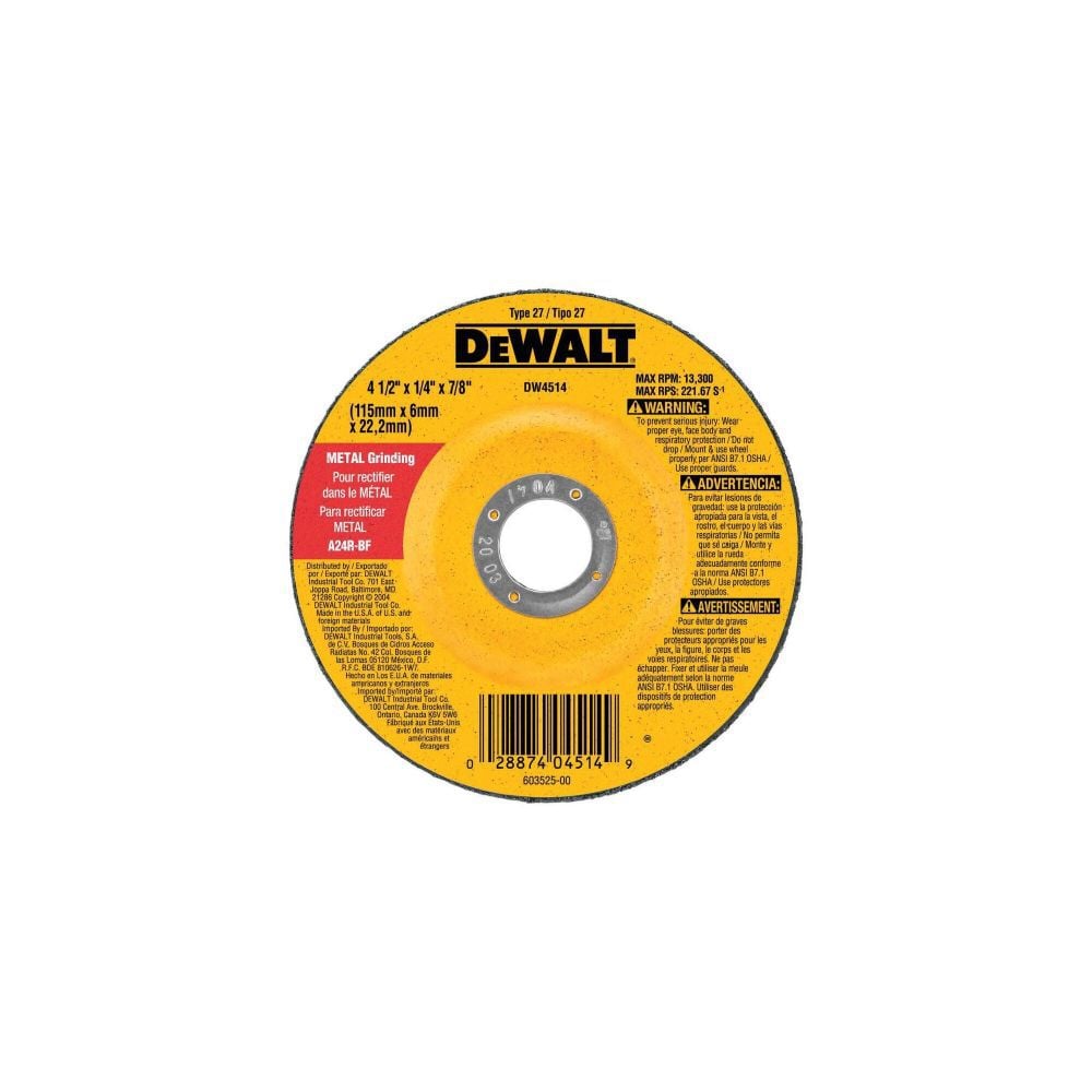 DEWALT 5 In. X 1/4 In. Metal Grinding Wheel, large image number 3
