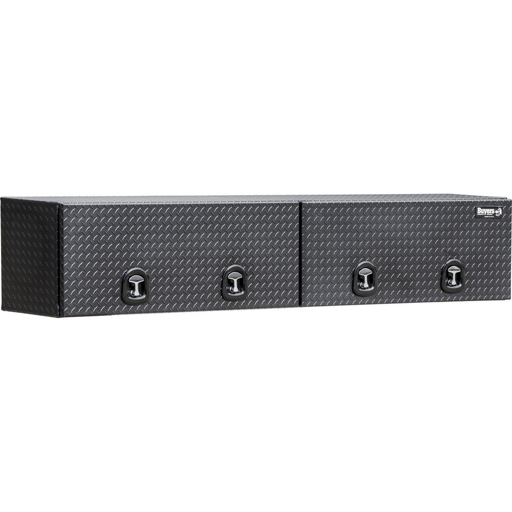 Buyers Products Company 16x13x96 Inch Matte Black Diamond Tread Aluminum Topsider Truck Box with Flip-Up Doors, large image number 1