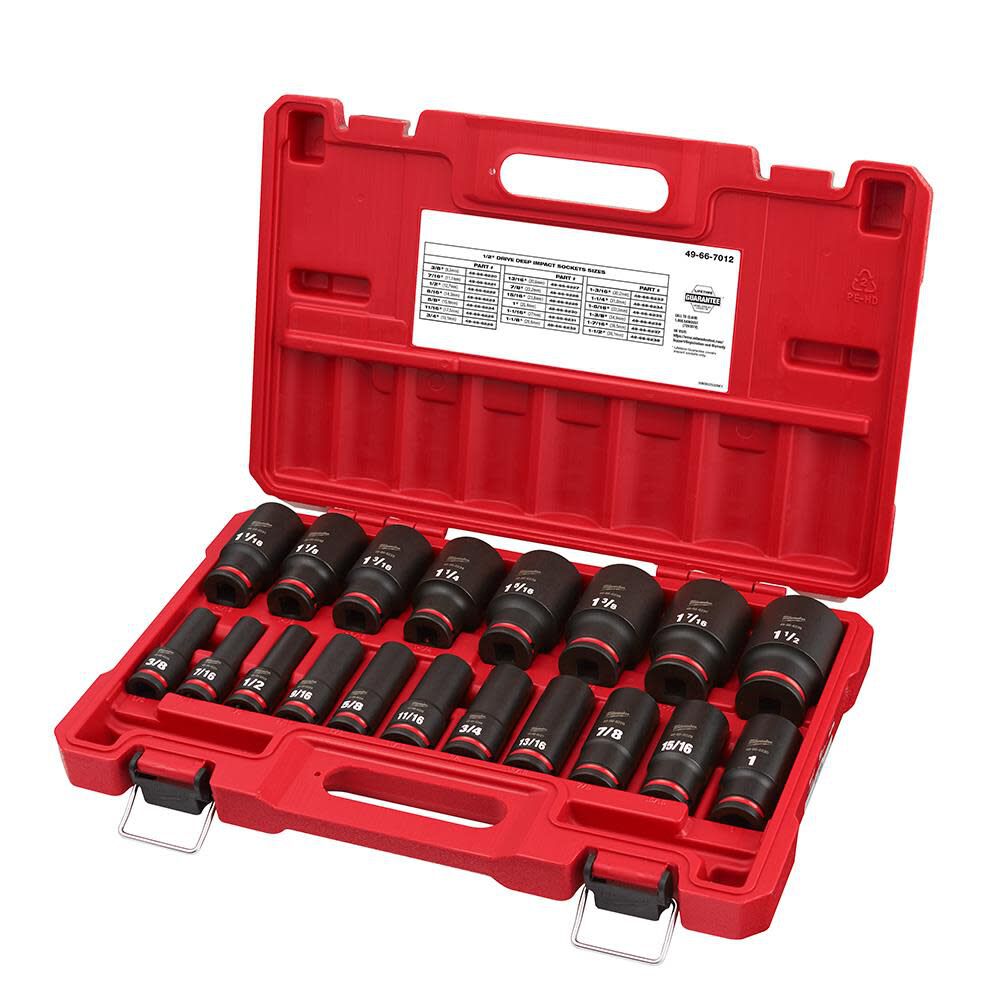 Milwaukee Impact Socket 19pc 1 2in Drive Sae Dp 6point Tool Set 49 66 7012 Sansujyuku sansujyuku.com