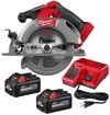 Milwaukee M18 FUEL 6-1/2 Inch Circular Saw & M18 REDLITHIUM HIGHOUTPUT 6.0 Starter Kit with Battery & Charger Bundle, small image number 1