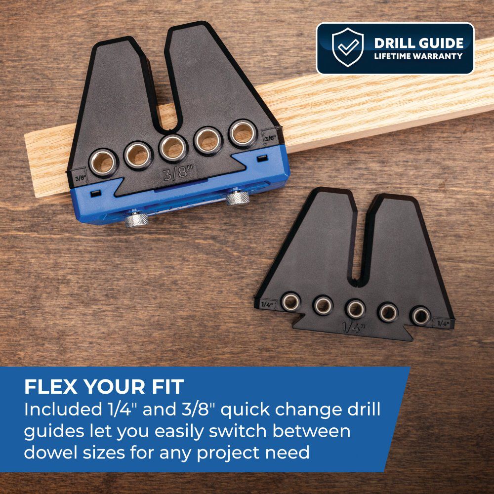 Kreg 1/4 inch and 3/8 inch Dowel Jig Kit with (52) 1/4 inch and (32) 3/8 inch Dowels, large image number 7