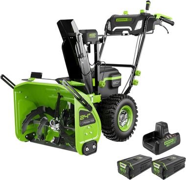 Greenworks 80V 24in Dual Stage Snow Blower with 5Ah Battery 2pk & Charger Kit