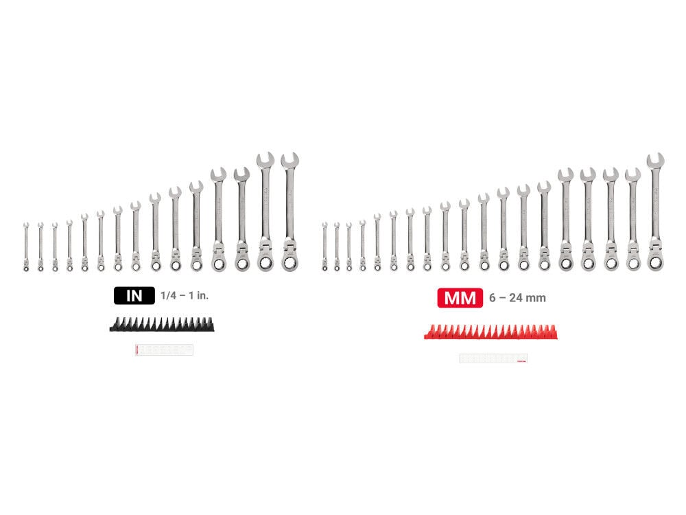 Tekton Flex Head Ratcheting Combination Wrench Set, 1/4-1 Inch, 6-24 mm, large image number 2