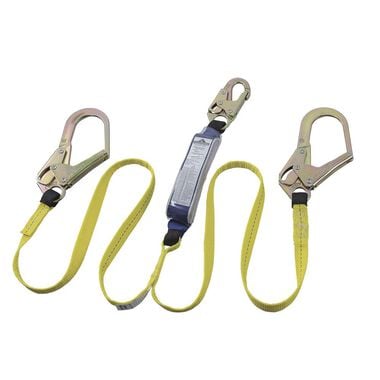 Peakworks Shock Absorbing Double Leg Lanyard with Snap and Form Hooks 6 Ft. L. UV and Abrasion Resistant Polyester Webbing Green/Black