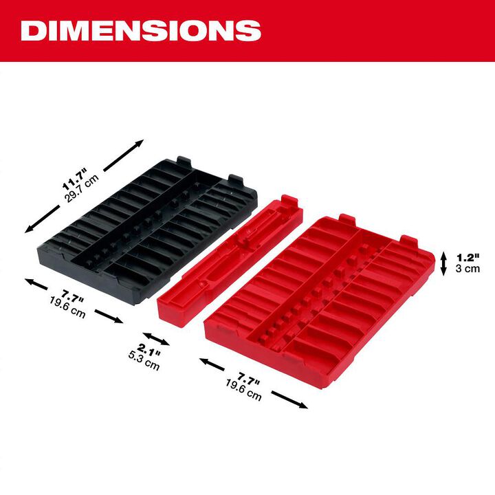 Milwaukee Storage Trays for 98 Piece 3/8 Inch Drive 6-Point and 12-Point Metric and SAE Ratchet and Socket Set, large image number 1
