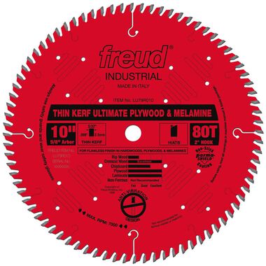 Freud 10in Thin Kerf Ultimate Plywood & Melamine Blade with Perma-SHIELD Coating, large image number 0