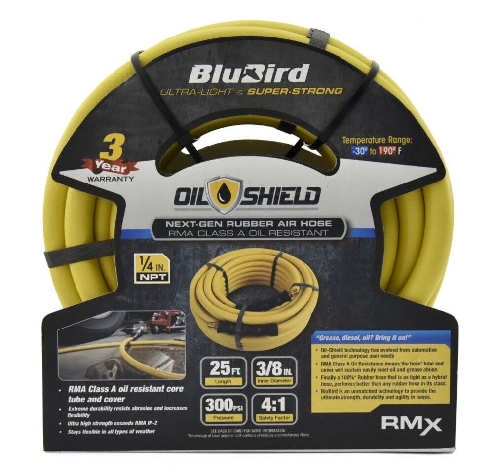 BluBird OilShield 3/8 Inch x 25 Ft. Nitrile Rubber Air Hose Assembly, large image number 1