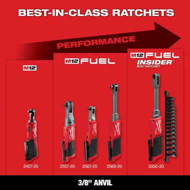 Milwaukee M12 Cordless 3/8 In. Ratchet (Bare Tool), large image number 3