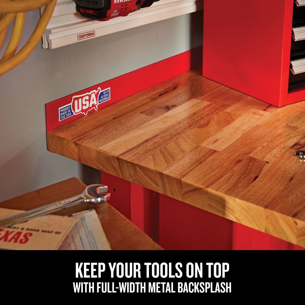 Craftsman 6 Ft. Wide Workbench With Butcher Block Top (Red)