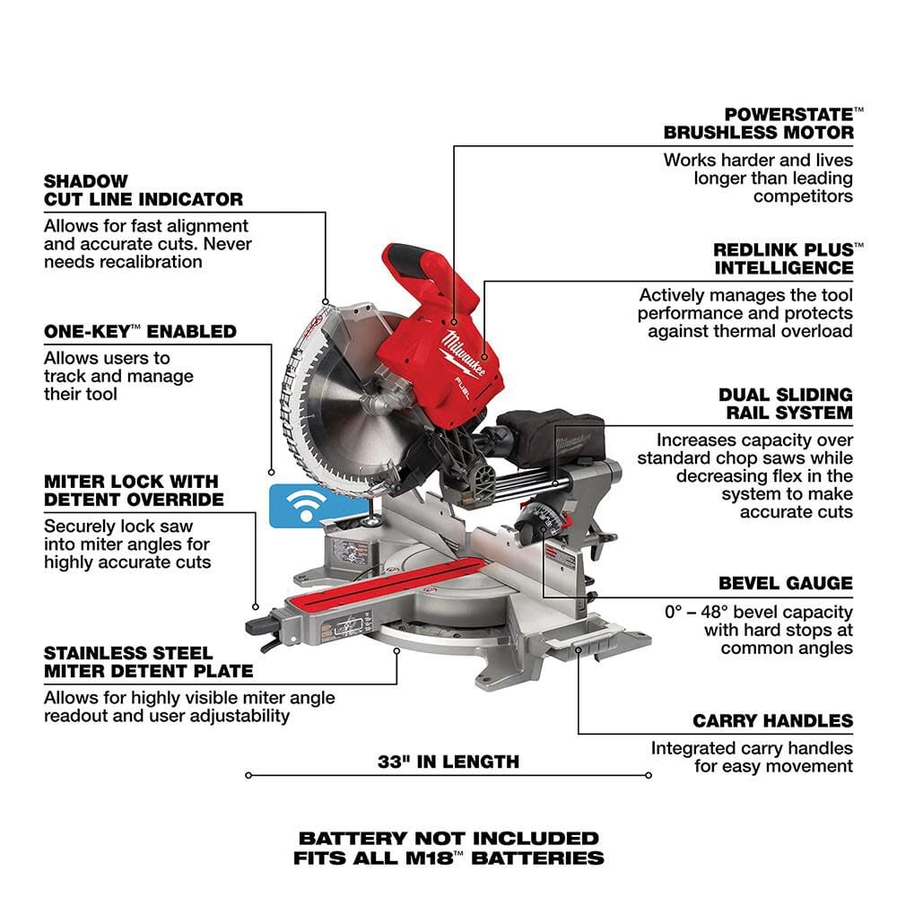 Milwaukee M18 Fuel 12inch Dual Bevel Sliding Compound Miter Saw Bare Tool 2739 20 Simolary simolary.com 11