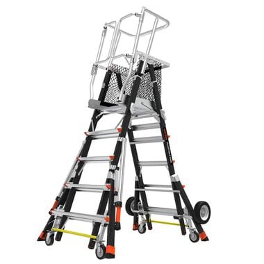 Little Giant Safety Cage Model 5 Ft. to 9 Ft. IAA FG with All Terrain Wheels and Wheel Lift