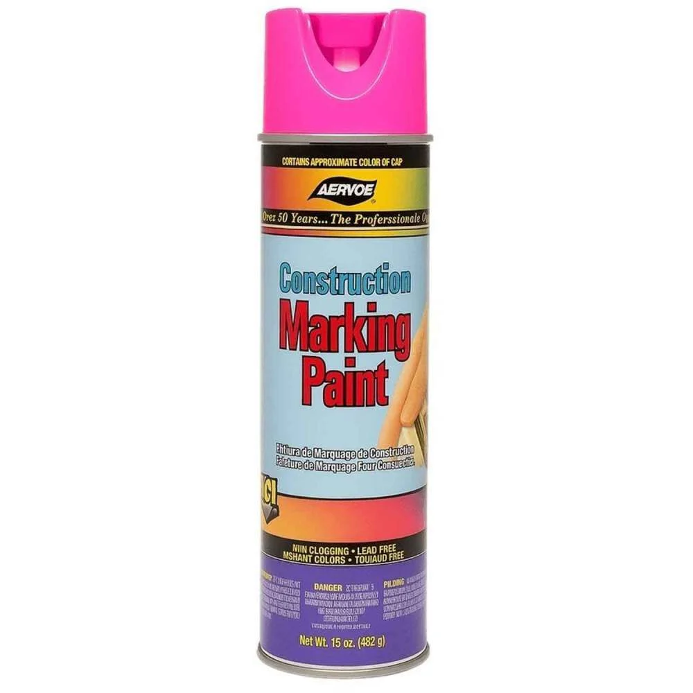 Aervoe 15 Oz Aerosol Fluorescent Pink Upside Down Construction Marking Paint, large image number 1