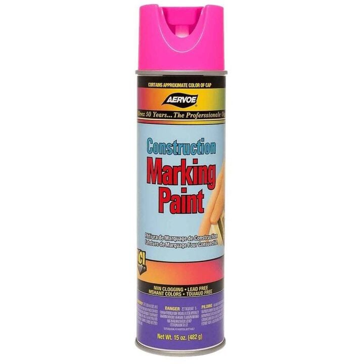 Aervoe 15 Oz Aerosol Fluorescent Pink Upside Down Construction Marking Paint