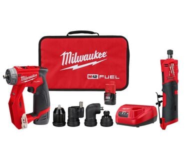 Milwaukee M12 FUEL Installation Drill/Driver & Straight Die Grinder Combo Kit Bundle