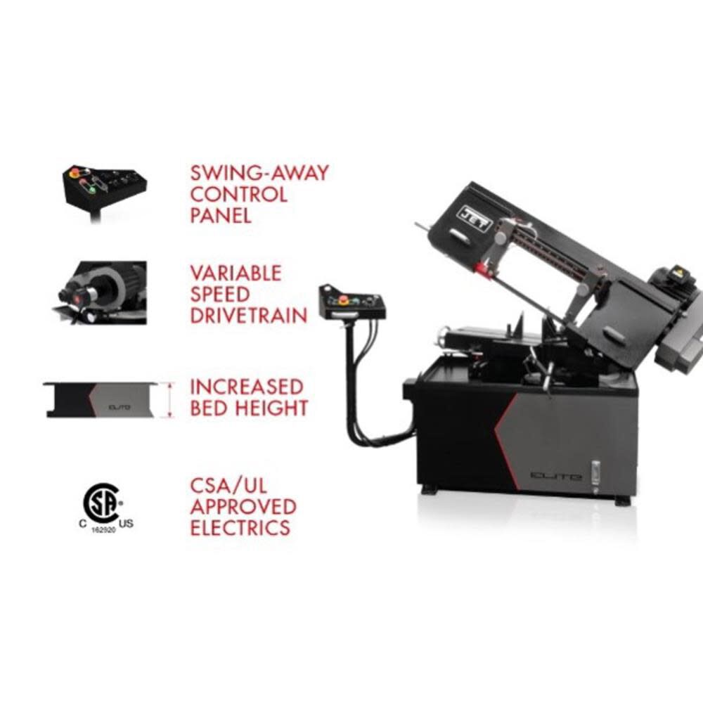 JET 10 x 18 Semi Auto Dual Mitering Horizontal Bandsaw Hydraulic Vise, large image number 8
