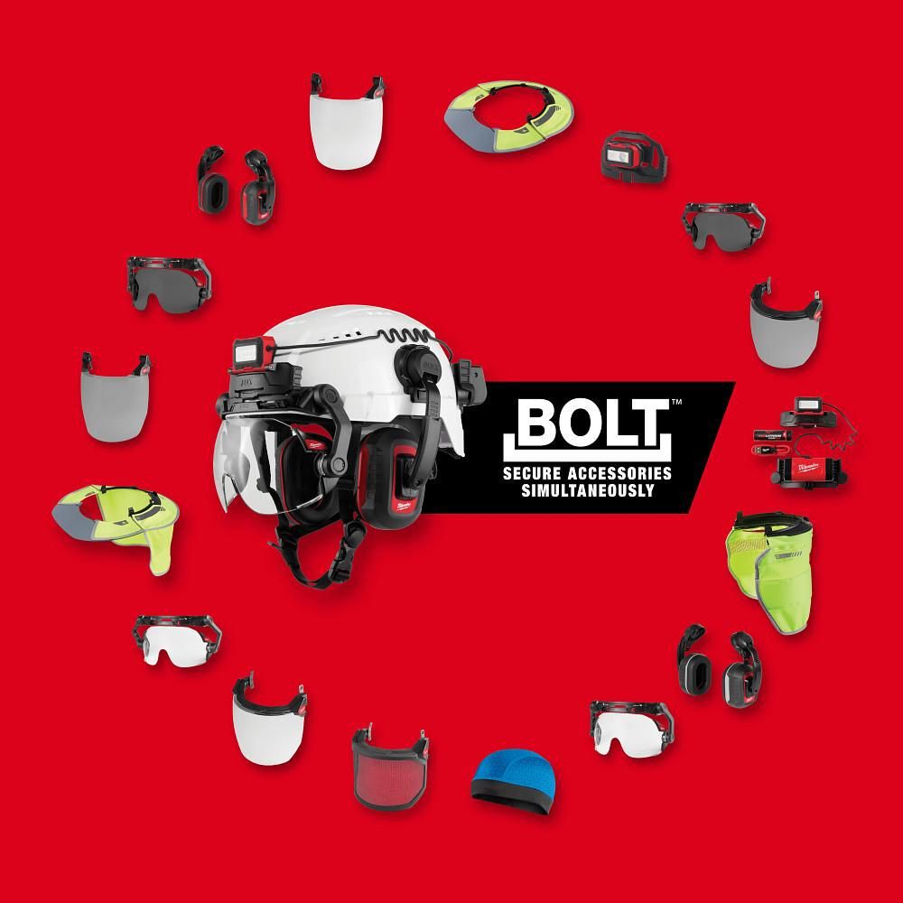 Milwaukee BOLT Gasketed Full Face Shield - Clear Dual Coat Lens (Compatible with BOLT Safety Helmets & BOLT Hard Hats), large image number 9