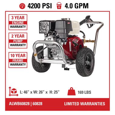 Simpson Aluminum Water Blaster 4200 PSI 4.0 GPM Gas Powered Cold Water Pressure Washer with CAT PUMPS Triplex Pump and 5 Spray Tips, large image number 7