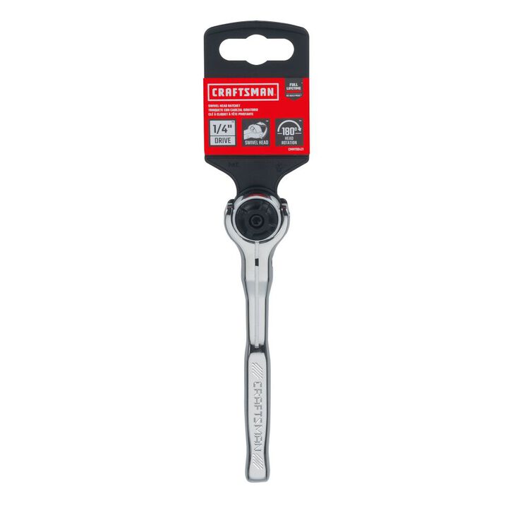 CRAFTSMAN Ratchet, Pear Head, Swivel Head, Sea, 72-Tooth, 1/4 Inch, large image number 2