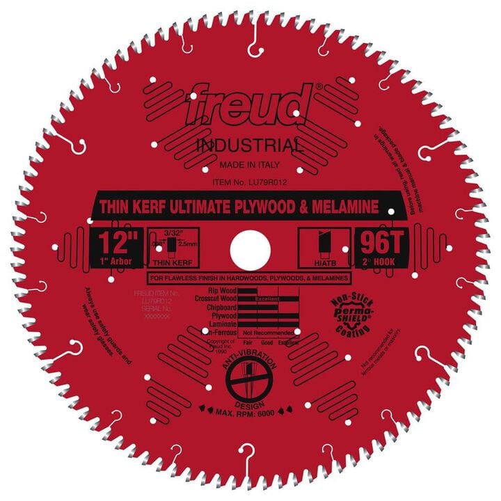Freud 12 In. x 96T Thin Kerf Ultimate Plywood & Melamine Blade