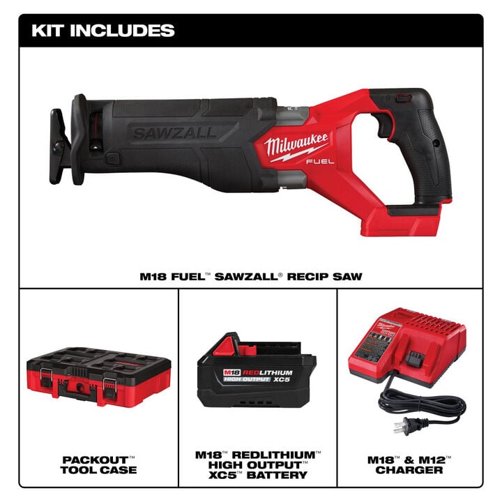 Milwaukee M18 FUEL SAWZALL Reciprocating Saw Kit with PACKOUT Case, large image number 1