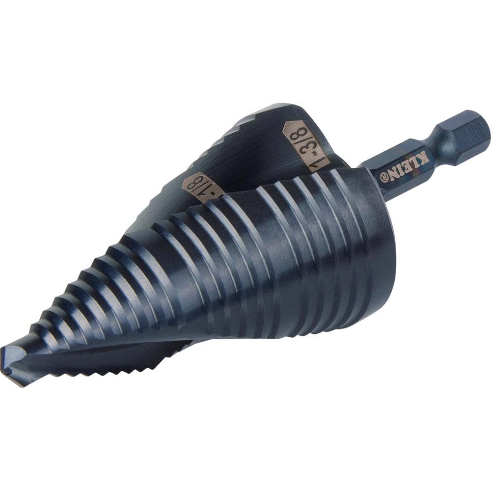 Klein Tools 7/8in to 1-3/8in Quick Release Sprial Flute Step Drill Bit, large image number 11