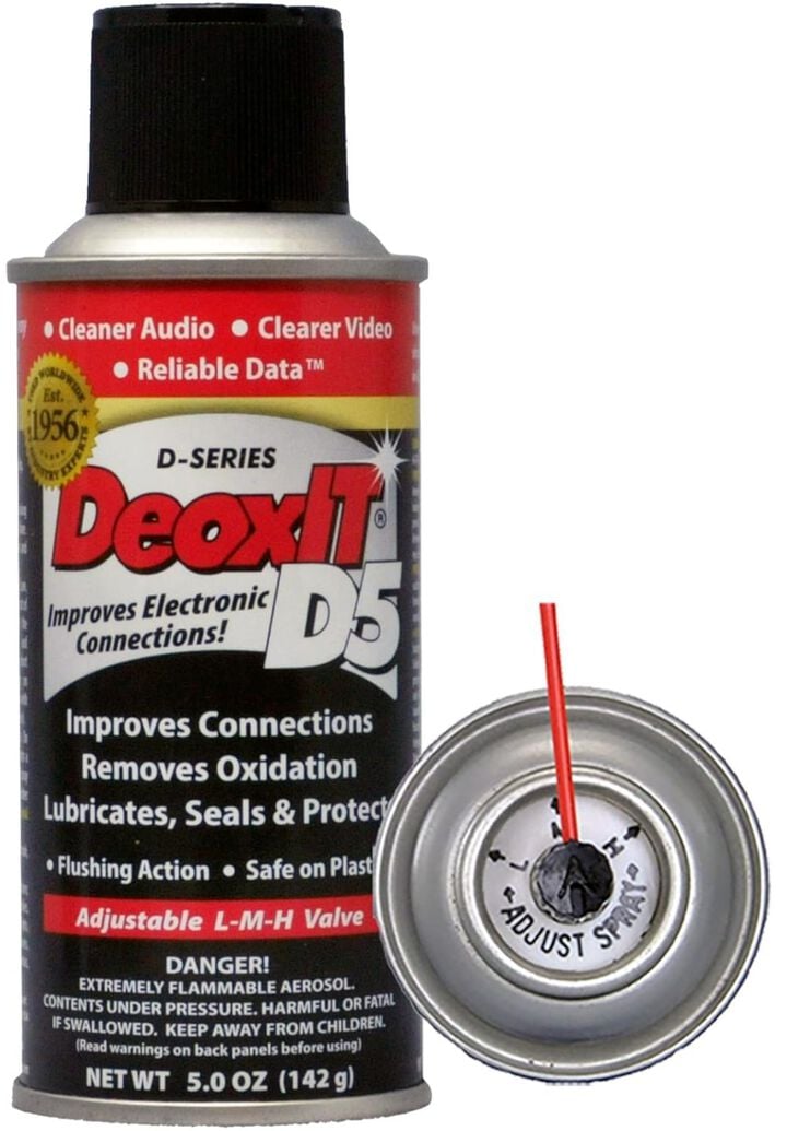 DeoxIT D-Series Contact Cleaner & Rejuvenator 5% Solution Spray, 142 Gram, L-M-H Adjustable Valve