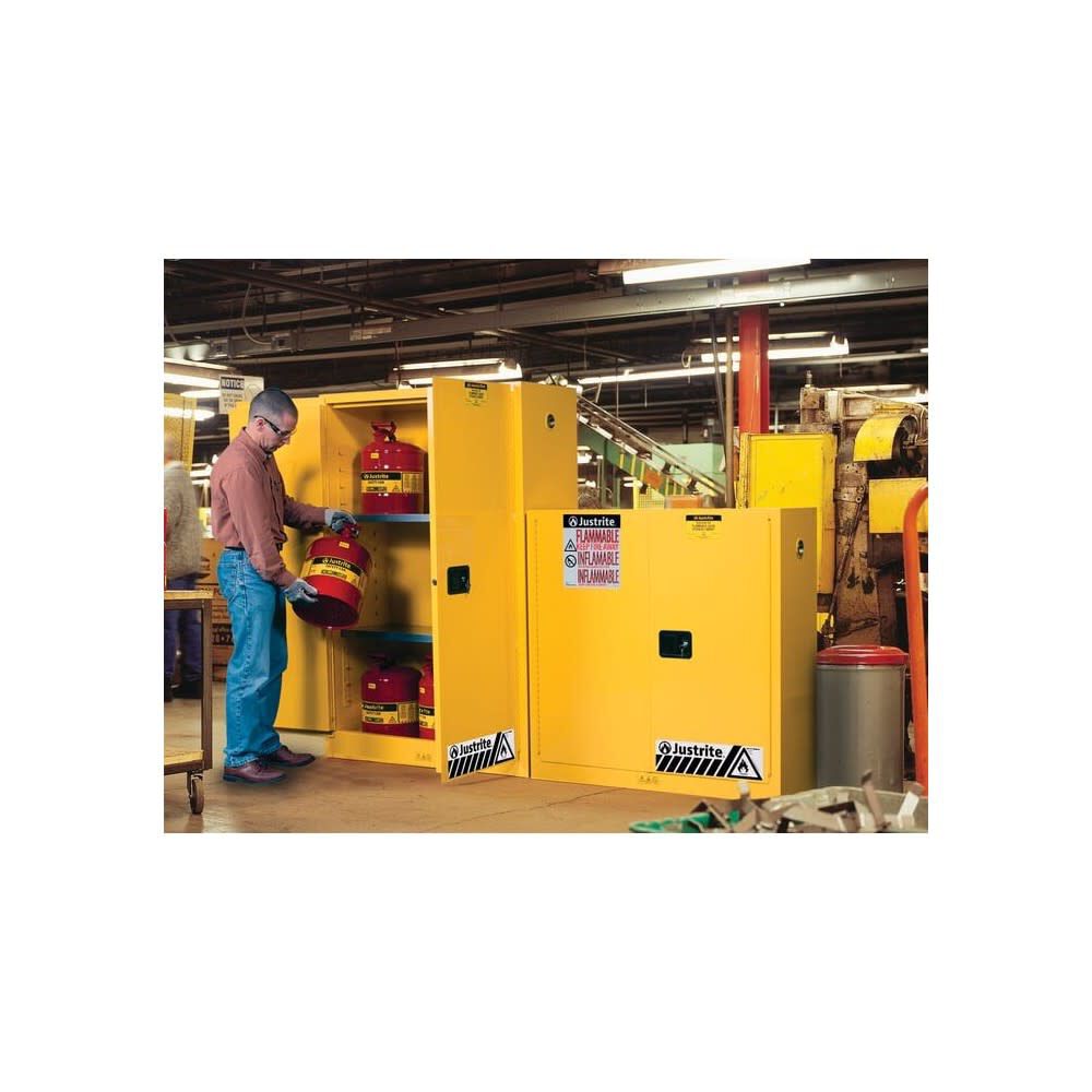Justrite 30 Gallon Yellow Steel Manual Close Flammable Cabinet, large image number 6