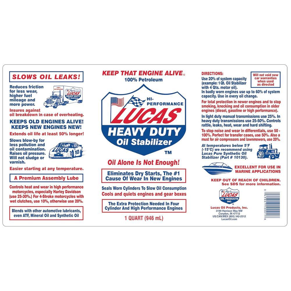 Lucas Oil 1 Qt Heavy Duty Oil Stabilizer, large image number 4