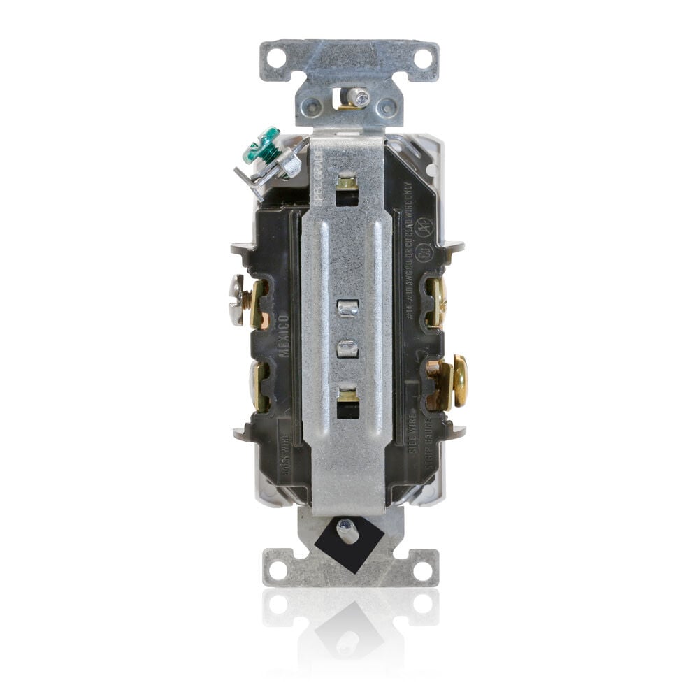 Leviton Grounded Duplex Outlet Receptacle 15A 125V Nylon White, large image number 3