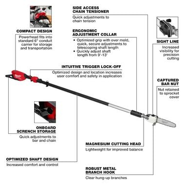 Milwaukee M18 FUEL Telescoping Pole Saw (Bare Tool), large image number 4
