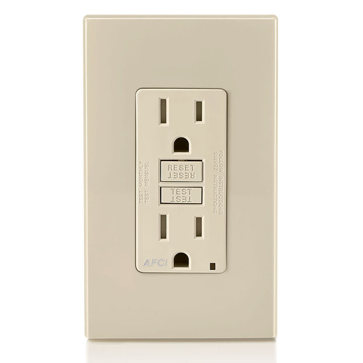 Leviton SmartlockPro AFCI Outlet 15A 120V Light Almond NEMA 5-15R, large image number 2