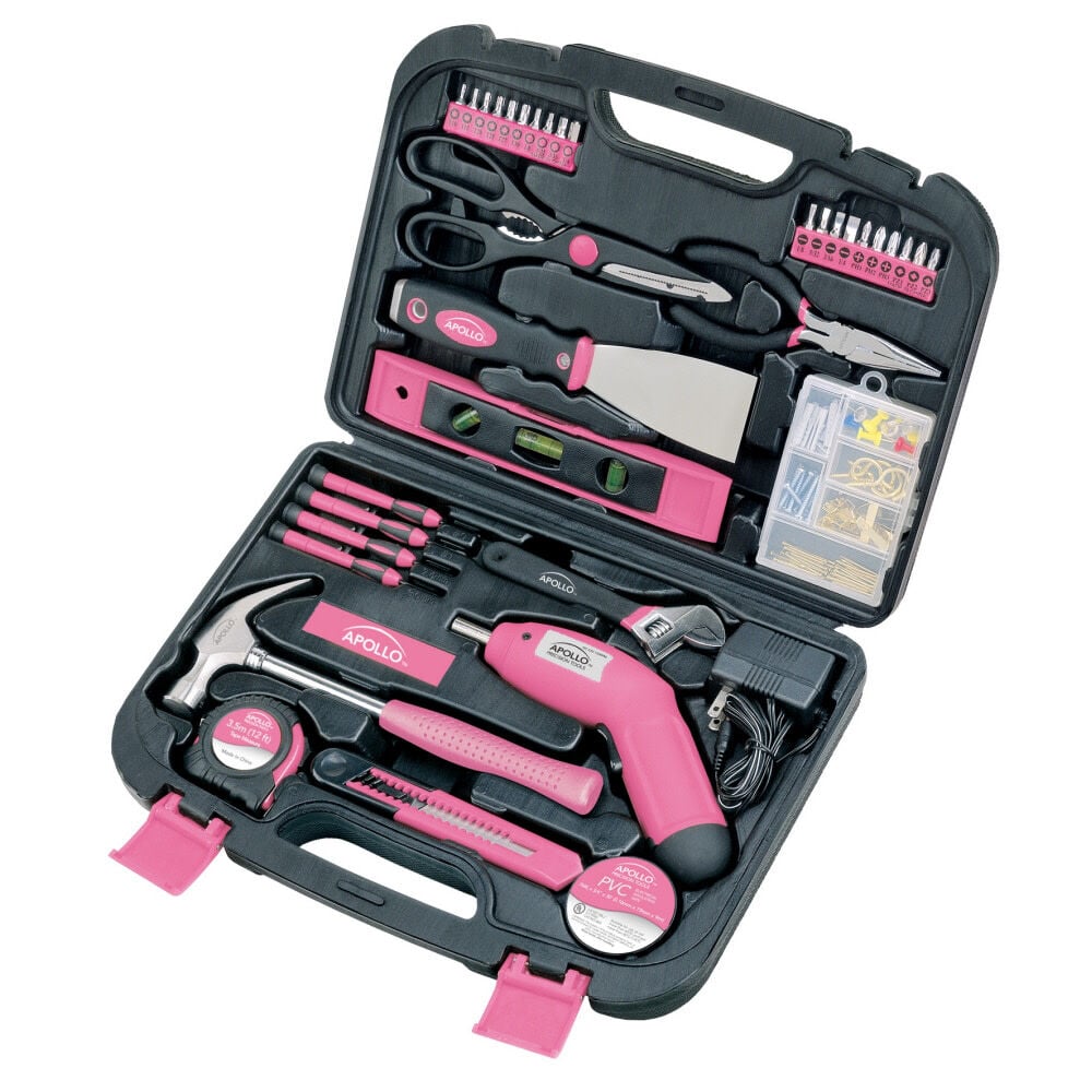 Apollo Precision Tools 135 Piece Household Tool Kit - Pink, large image number 1