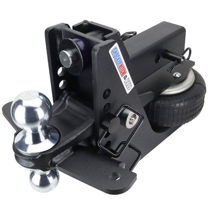 Shocker Hitch HD 20K Max Black 2 1/2 Inch Air Receiver Hitch & Chrome Combo Sway Bar Tab Ball Mount 2 Inch & 2 5/16 Inch Hitch Balls, large image number 1
