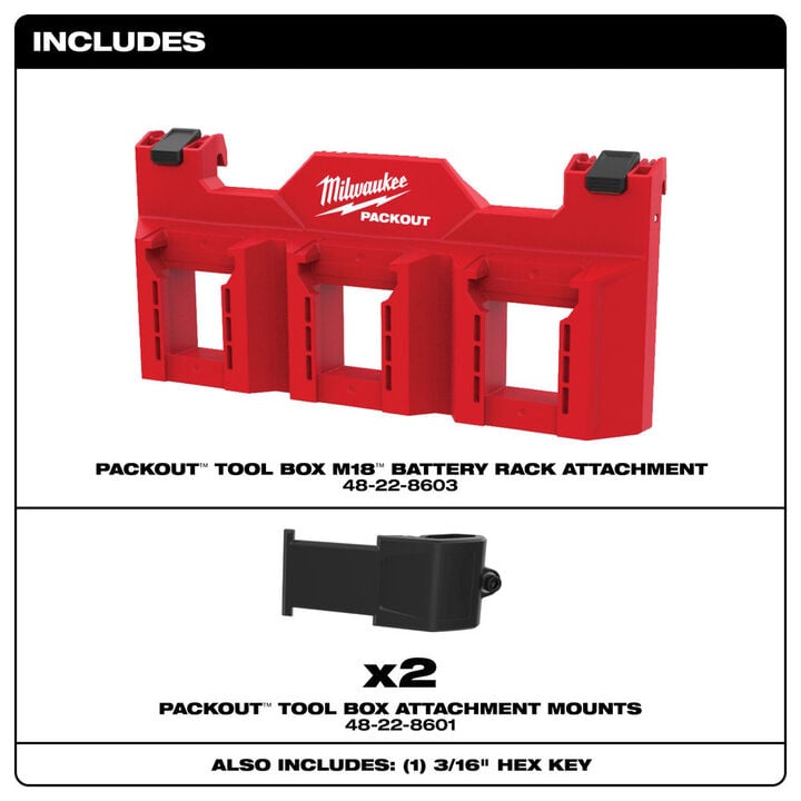 Milwaukee PACKOUT Tool Box M18 Battery Rack Attachment, large image number 10