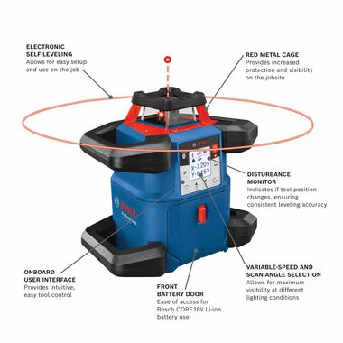 Bosch 18V REVOLVE4000 Self Leveling Rotary Laser Kit, large image number 1