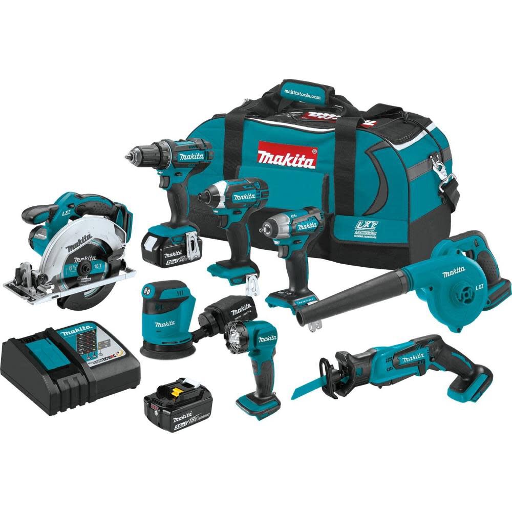 Makita 18V LXT Lithium Ion Cordless 8 Piece Combo Kit 3.0Ah XT801X1 Acme Tools