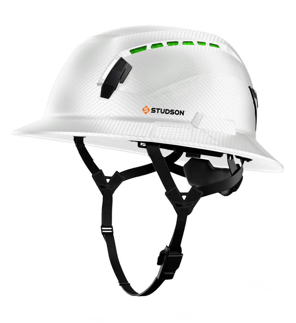 Studson Full Brim Vented Safety Helmet Type 2 Class C White Carbon North America Dual-Certification - SHK1-FB-CWCF-NA