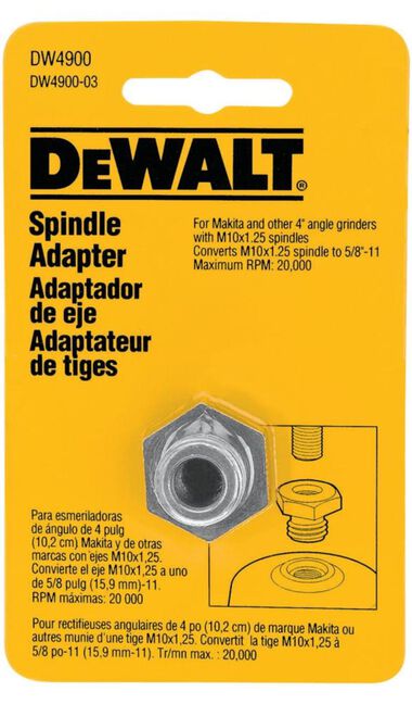 DEWALT M10 x 1.25 to 5/8 In - 11 Arbor Spindle Adapter, large image number 0