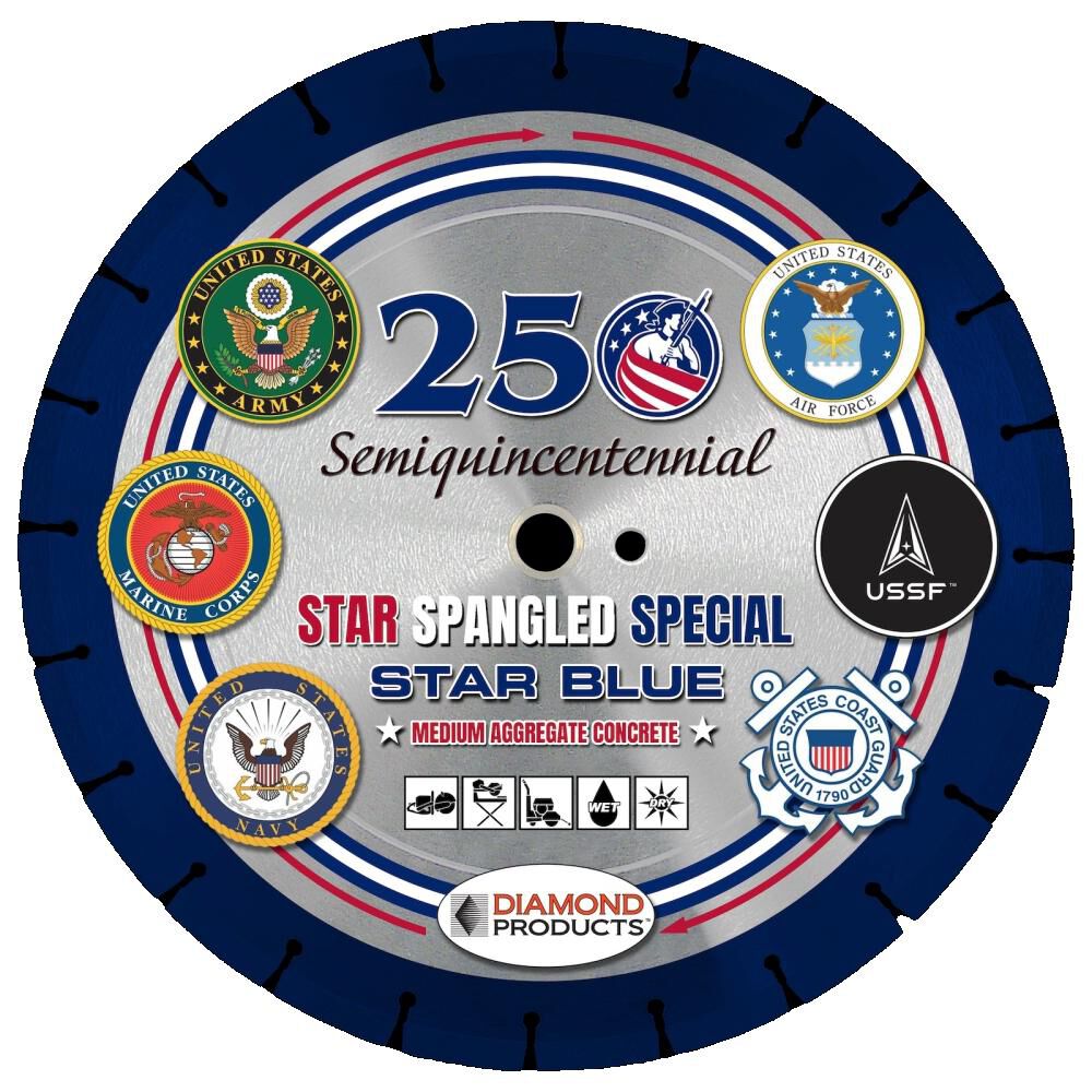 Diamond Products 2026 Star Spangled Special Edition H8B Star Blue High Speed 14 Inch Segmented Rim Diamond Blade for General Purpose Concrete, large image number 1