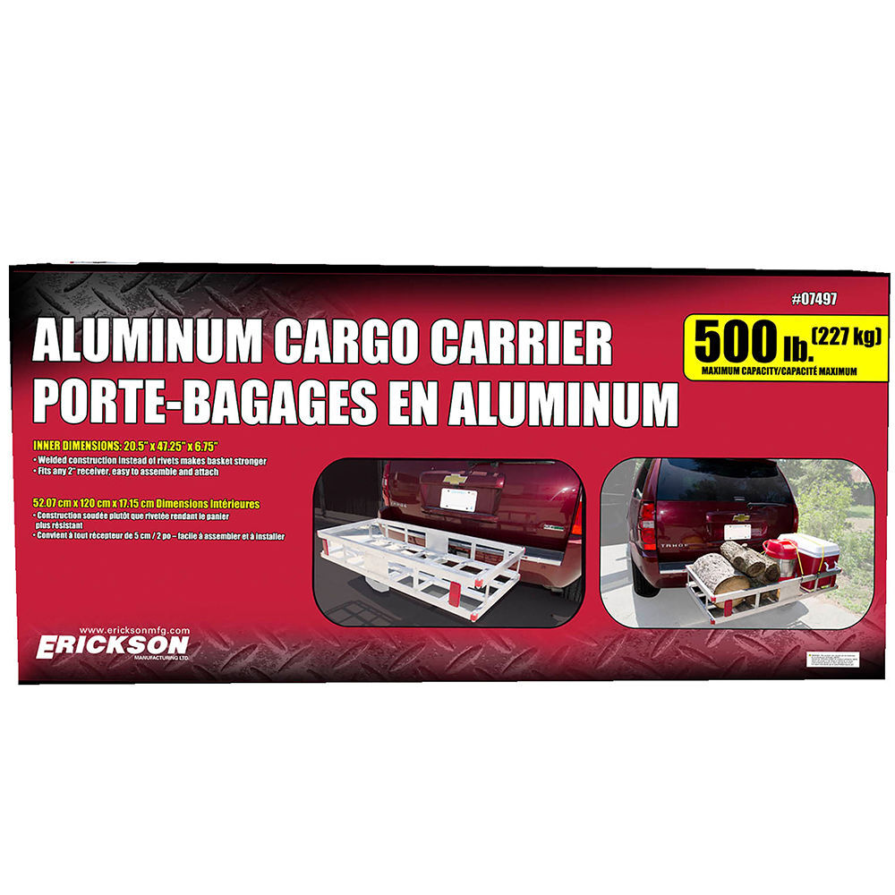 Erickson Mfg 500 lb Capacity Aluminum Hitch Cargo Carrier Basket, 48 Inch x 22 Inch, for 2 Inch Receiver, large image number 9