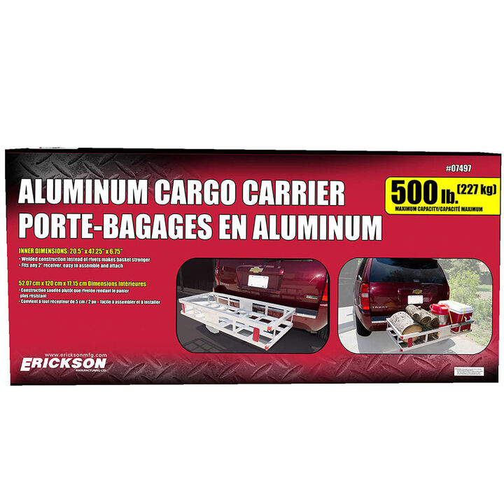 Erickson Mfg 500 lb Capacity Aluminum Hitch Cargo Carrier Basket, 48 Inch x 22 Inch, for 2 Inch Receiver, large image number 8