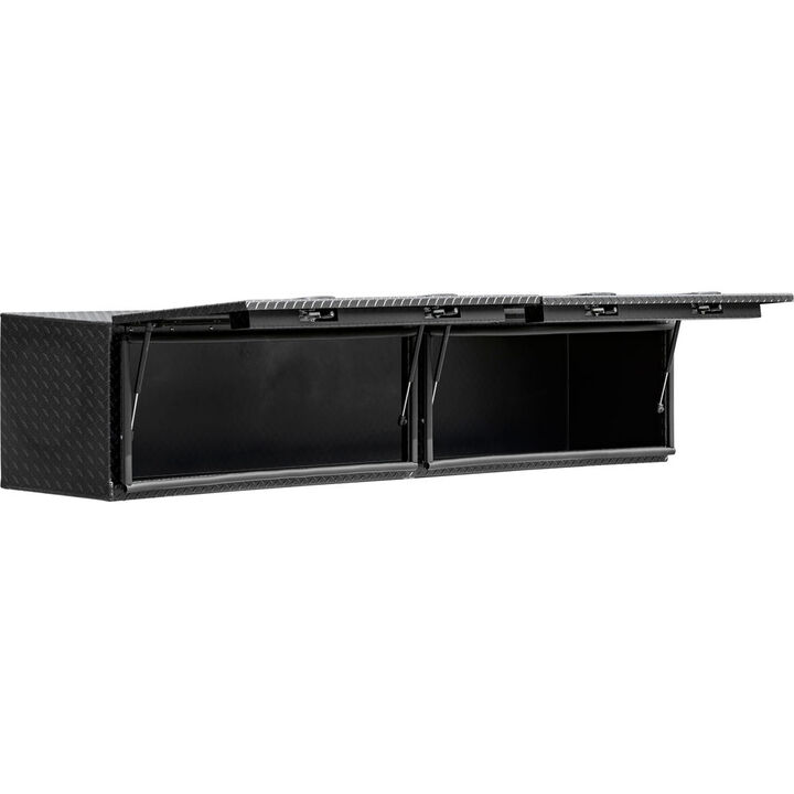 Buyers Products Company 16x13x96 Inch Matte Black Diamond Tread Aluminum Topsider Truck Box with Flip-Up Doors, large image number 2
