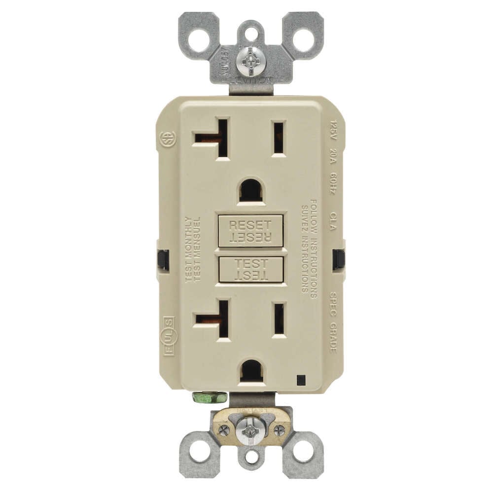 Leviton SmartlockPro GFCI Outlet 20A 125V Duplex Ivory NEMA 5-20R – 3533429