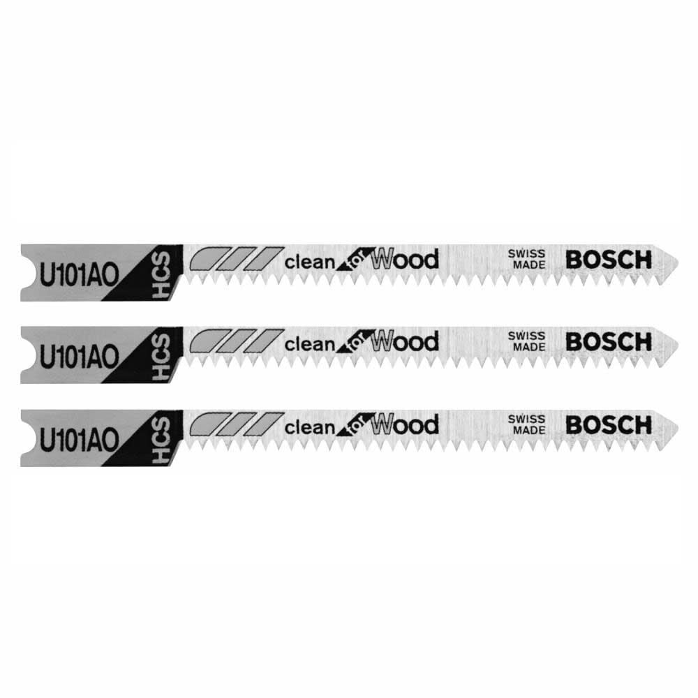 Bosch 2-3/4in 20 TPI Clean Cutting for Wood U shank Jig Saw Blades 3pc – U101AO3