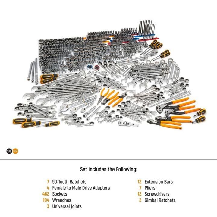 GEARWRENCH 614 Piece Master Mechanics Set with EVA Foam Trays & 42 inch 11 Drawer Industrial Mobile Work Station, large image number 1