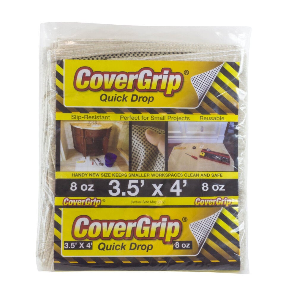 CoverGrip 3.5 Foot x 4 Foot 8 Ounce Slip Resistant Quick Drop Cloth – 35408
