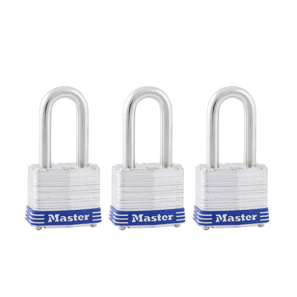 Master Lock Padlock 1 9/16in Pin Tumbler Keyed Dual Ball Bearing 3pk, large image number 1