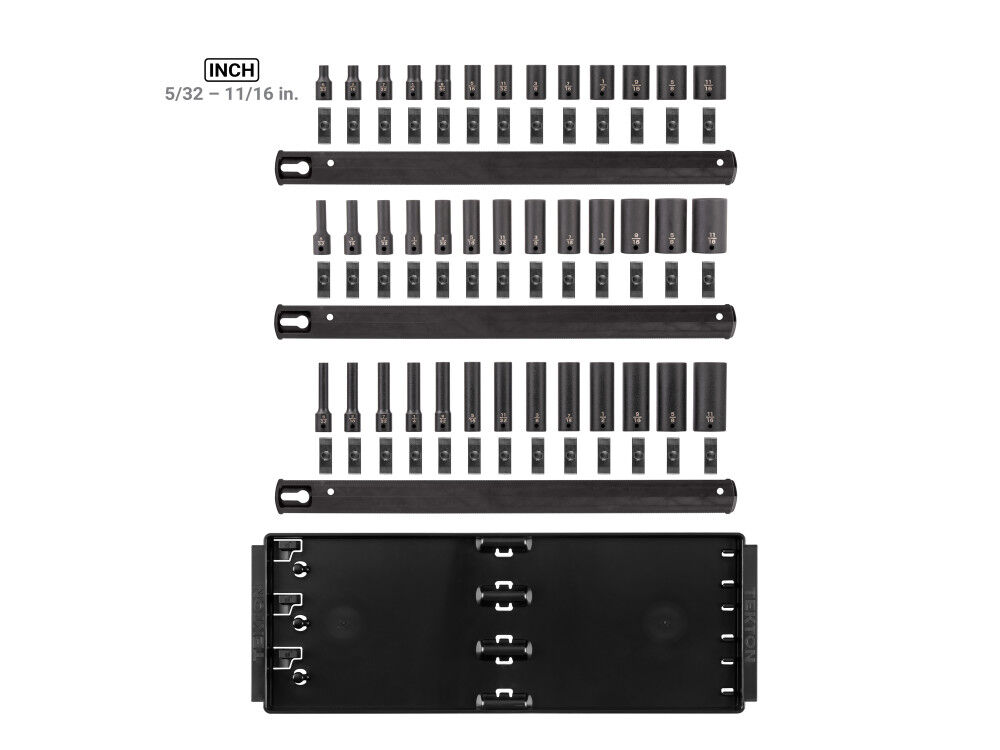 Tekton 1/4 Inch Shallow, Semi-Deep, Deep 6 Point Impact Sockets, Rails, 39 Pieces, large image number 2