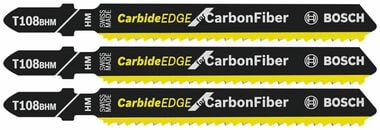 Bosch 3 pc. 3-5/8 In. 12 TPI Carbide Edge for Carbon Fiber T-Shank Jig Saw Blades