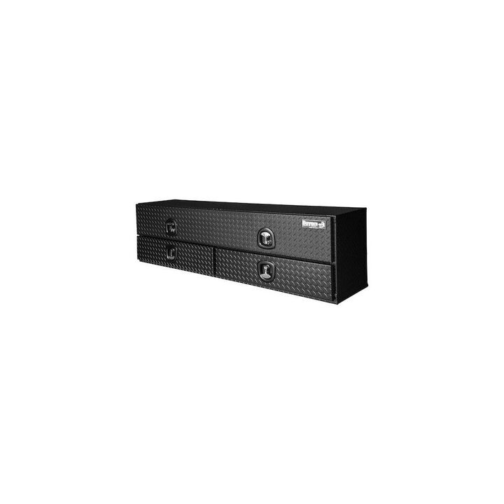 Buyers Products Company 21x18x72 Inch Textured Matte Black Diamond Tread Aluminum Heavy-Duty Flatbed Contractor With Lower Drawers, large image number 1